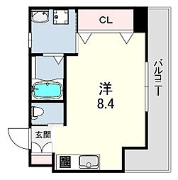 中天マンション 4階ワンルームの間取り