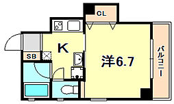 スミエール弐番館 3階1Kの間取り