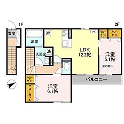 ソリッソ大久保町西嶋 2階2LDKの間取り