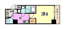 KAISEI神戸海岸通 4階1Kの間取り