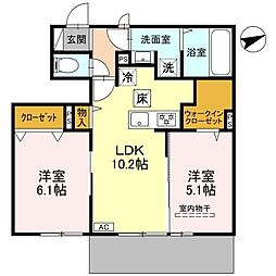 ソリッソ大久保町西嶋 1階2LDKの間取り