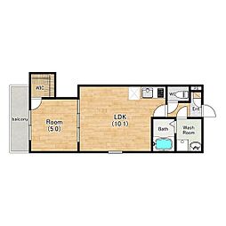 ジーメゾン明石林崎 1階1LDKの間取り