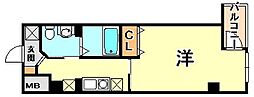 クレアール神戸 5階1Kの間取り