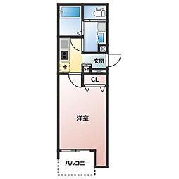 ALEGRIA東二見 2階1Kの間取り