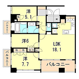 ライオンズマンション神戸栄町通 3LDKの間取図画像