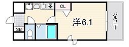 エステムコート神戸西2 1Kの間取図画像