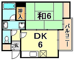 藤和シティホームズ神戸花隈 1DKの間取図画像