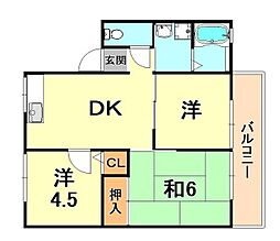 レトア大石2 3DKの間取図画像