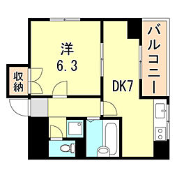 ハーバーウエスト神戸 1DKの間取図画像