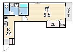 メゾンモンリーブル 1Kの間取図画像