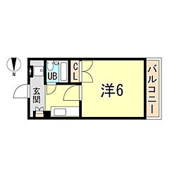 シャルマン湊川 1Kの間取図画像