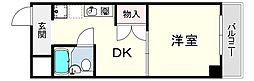 ビューライフ六甲 1Kの間取図画像