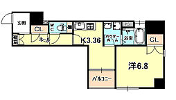 オープンセサミ元町通 1Kの間取図画像