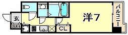 LAV神戸三宮 1Kの間取図画像