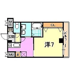 ラ・フォンテ三宮旭 1DKの間取図画像