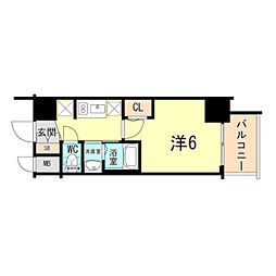エステムコート神戸湊町 1Kの間取図画像