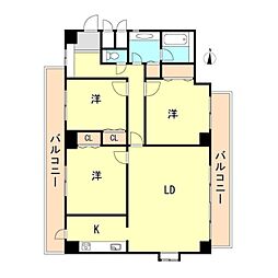 グランドール熊内 3LDKの間取図画像
