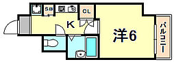 S-FORT神戸三宮北 1Kの間取図画像