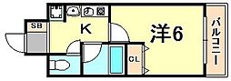 S-FORT神戸三宮北 1Kの間取図画像
