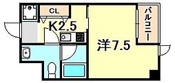 LiAnge兵庫本町 1Kの間取図画像