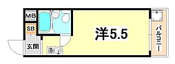 メゾンドエクラン ワンルームの間取図画像