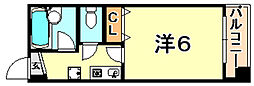 リバーサイド明光 1Kの間取図画像