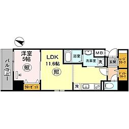 神戸ハーバーサイド萬利レジデンス 1LDKの間取図画像