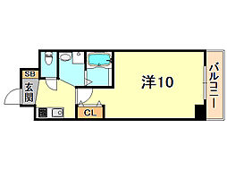 リアライズ神戸SOUTH 1Kの間取図画像