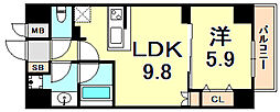 神戸海岸通萬利Residence 1LDKの間取図画像