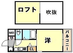 エステムコート三宮駅前ラドゥー 1Kの間取図画像