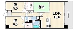 ワコーレシティ神戸三宮 3LDKの間取図画像