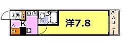 アスライフ湊川公園 1Kの間取図画像