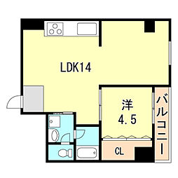 甲南第二サンコーポラス 1LDKの間取図画像