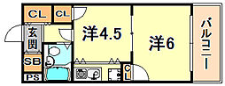 ライオンズスクエア神戸元町住居棟 1DKの間取図画像