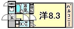 プライムコート武庫之荘 ワンルームの間取図画像