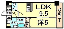 プレサンス三宮東フィール 1LDKの間取図画像