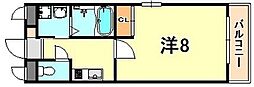 ウエンズ神戸 1Kの間取図画像