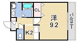 グランド上祇園 1Kの間取図画像