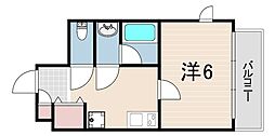クオーレ三宮弐番館 1Kの間取図画像