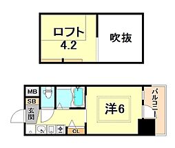 エステムコート三宮駅前ラドゥー 1Kの間取図画像