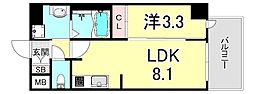 プレサンスブルーム新神戸 1LDKの間取図画像