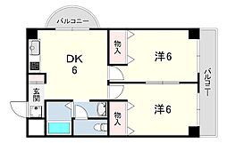 ビューライフ六甲 2DKの間取図画像