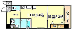プリオーレ三宮 1LDKの間取図画像