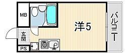 ラ・レジダンスド・エリール ワンルームの間取図画像