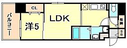 神戸ハーバーサイド萬利レジデンス 1LDKの間取図画像