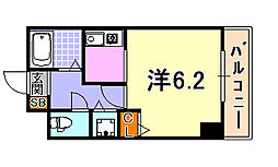 ロイヤルヒル神戸三ノ宮 1Kの間取図画像