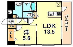 アーバネックス神戸六甲 1LDKの間取図画像