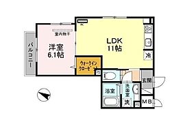 グランクレール兵庫町 1LDKの間取図画像