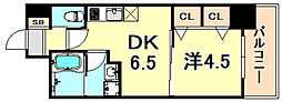 エステムコート三宮駅前2アデシオン 1DKの間取図画像