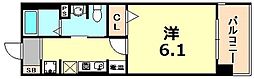 ロイヤル神戸三宮 1Kの間取図画像